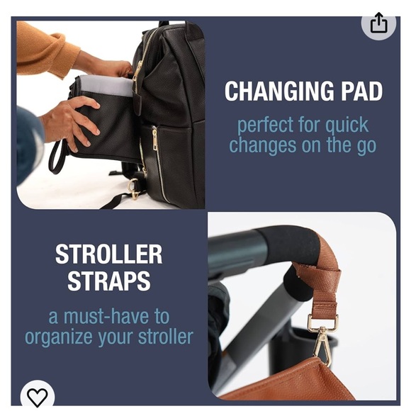 Lily diaper backpack with handles bundle-brown - Picture 3 of 5